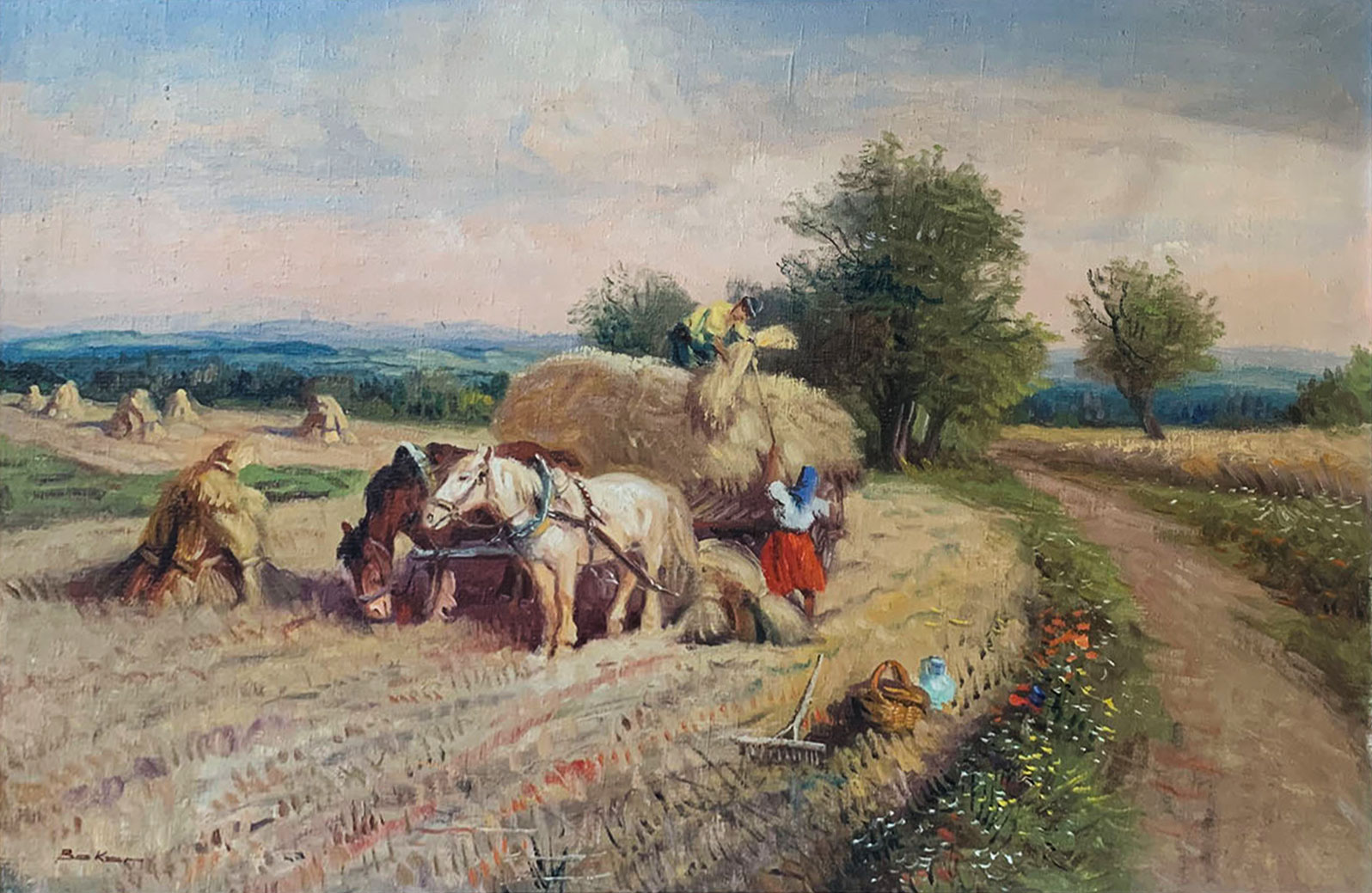 EARLY 20TH CENTURY HAYING SCENE