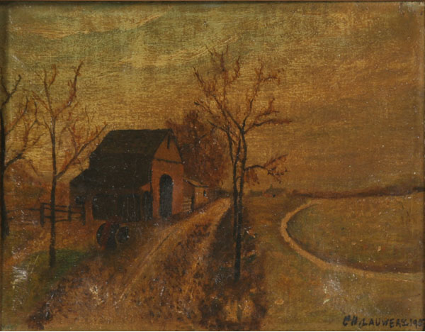 Early 20th century rural scene, oil