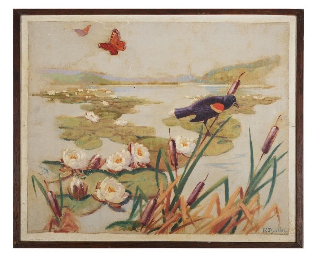 EARLY 20TH O/C, BIRD IN
