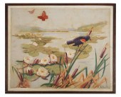 EARLY 20TH O/C, BIRD IN LANDSC