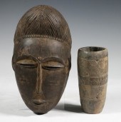 EARLY AFRICAN WOODEN MASK & CU