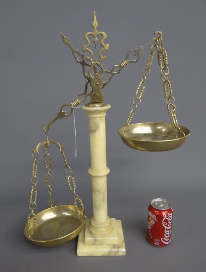 Early alabaster and brass scale.