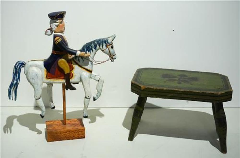 EARLY AMERICAN DECORATED WOOD STOOL