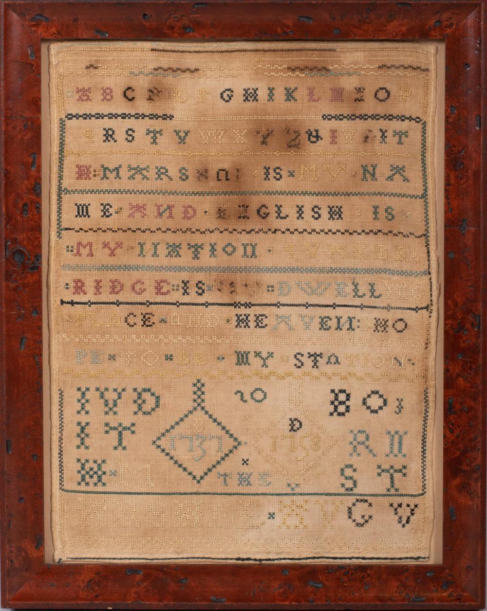 EARLY AMERICAN OR ENGLISH SAMPLER
