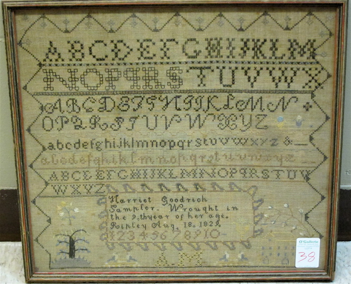 EARLY AMERICAN SAMPLER made in 1829