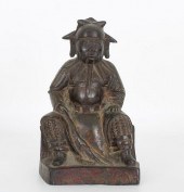 EARLY ANTIQUE BRONZE SEATED FI
