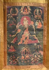 EARLY ANTIQUE TIBETAN THANGKA,