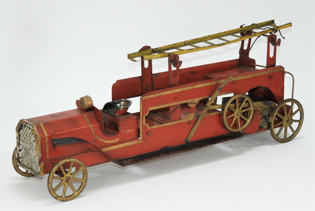 EARLY ANTIQUE TIN WEIGHT DRIVEN