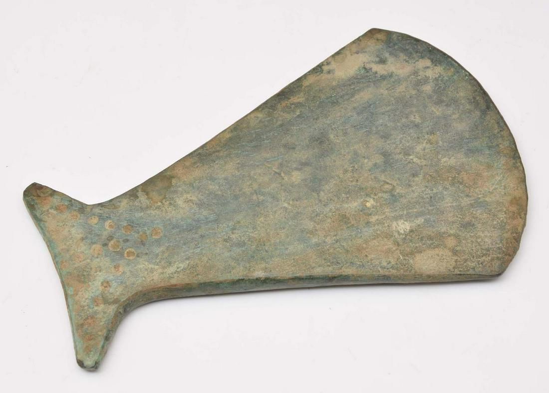 EARLY ASIATIC BRONZE AXE HEAD OR