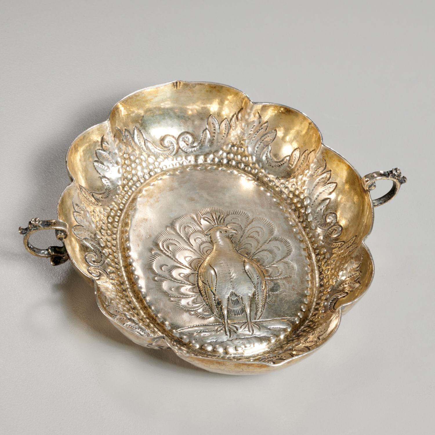 EARLY AUGSBURG SILVER PEACOCK