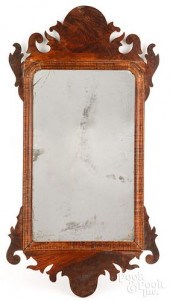 EARLY BENCH MADE WALNUT MIRROR