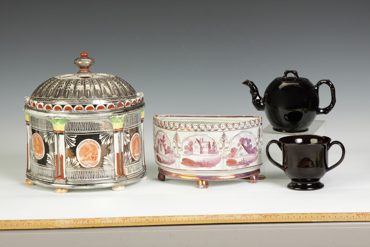 Early Black Glaze Teapot & Double