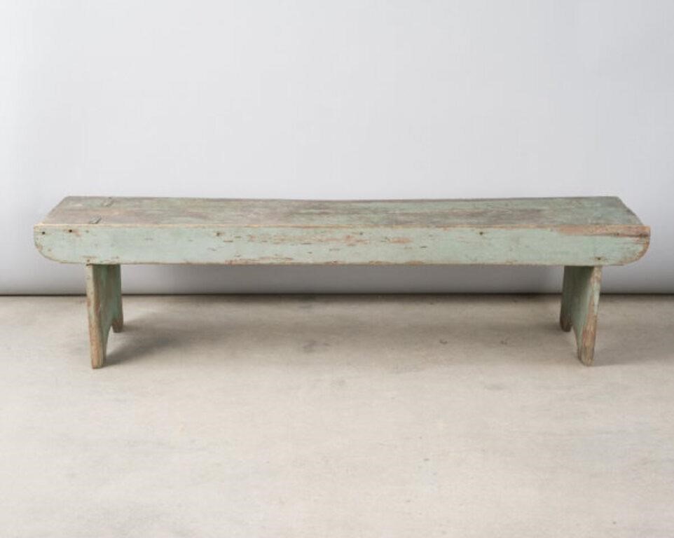 EARLY BLUE BENCHA painted bench