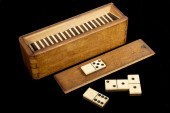EARLY BOXED DOMINOES 19th c. P