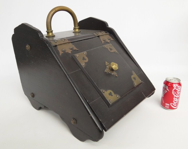Early brass adorned coal scuttle.