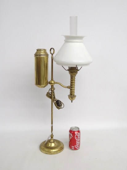Early brass student lamp with