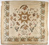 EARLY BRODERIE PERSE BEDCOVERE