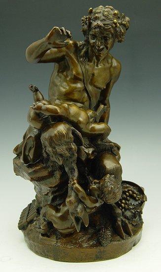 EARLY BRONZE SATYR WITH CHILDREN