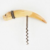 EARLY CARVED BOAR TUSK BULLDOG