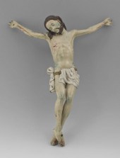 EARLY CARVED GESSO AND PAINTED