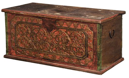 EARLY CARVED, PAINTED AND PARCEL