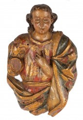 EARLY CARVED & PAINTED WOODEN