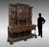 EARLY CARVED STEPBACK CUPBOARD