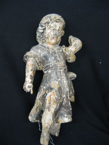 Early Carved Wood & Gesso Figure
