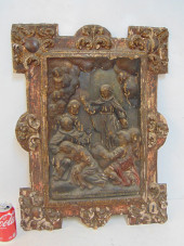 EARLY CARVED WOOD RELIGIOUS PA