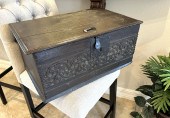EARLY CARVED WOODEN BIBLE BOX: