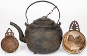 EARLY CAST IRON TEA KETTLE, 18