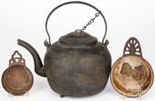 EARLY CAST IRON TEA KETTLE, 18