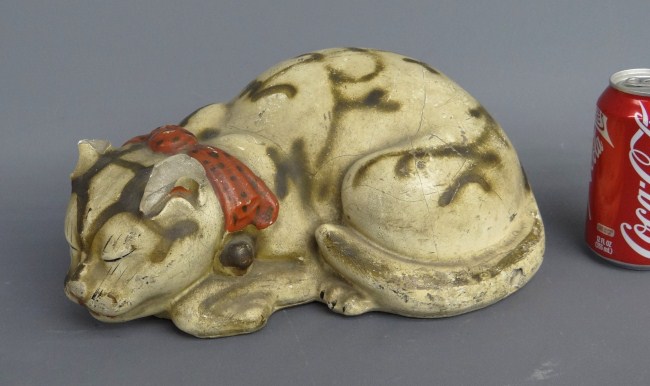 Early chalkware painted cat.