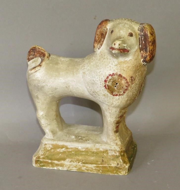 EARLY CHALKWARE POODLE DOG