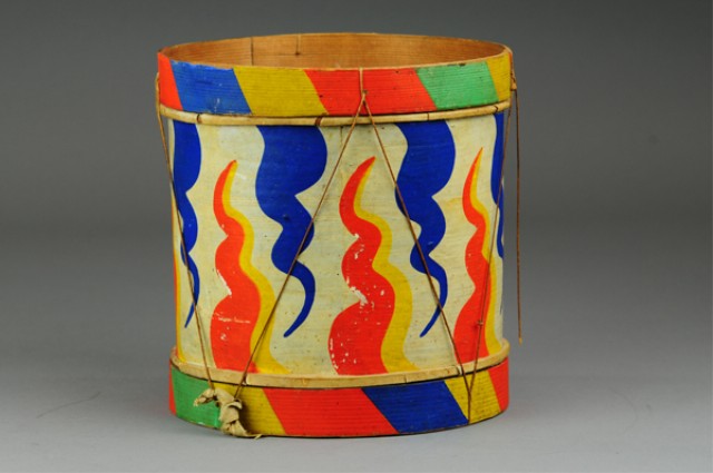 EARLY CHILD'S DRUM Made of wood and