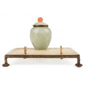 EARLY CHINESE CARVED JADE INKW
