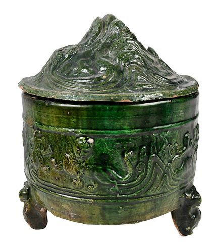 EARLY CHINESE GREEN GLAZED FUNERARY