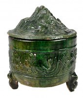 EARLY CHINESE GREEN GLAZED FUN