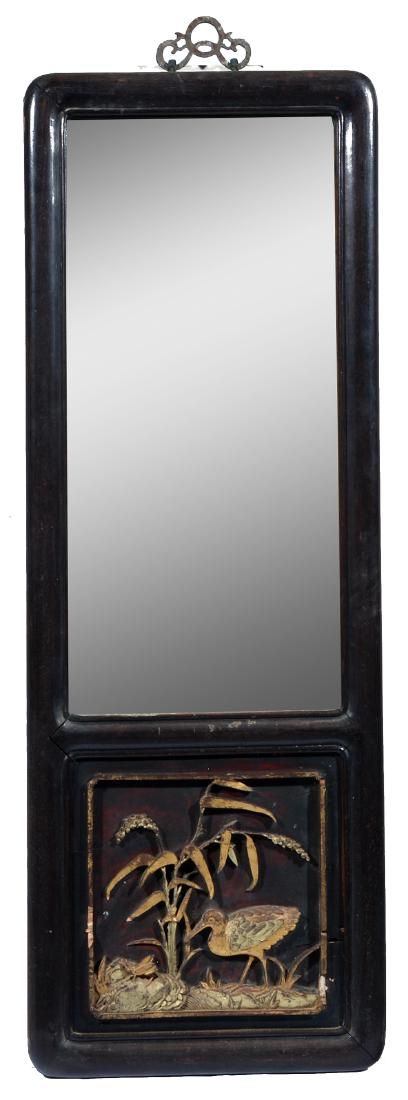 EARLY CHINESE HARDWOOD PANEL MIRROR