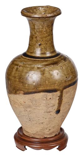 EARLY CHINESE OLIVE BROWN GLAZE