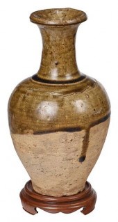 EARLY CHINESE OLIVE BROWN GLAZ
