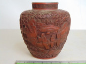 EARLY CINNABAR GINGER JAR, VAR