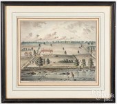 EARLY COLORED LITHOGRAPH OF A