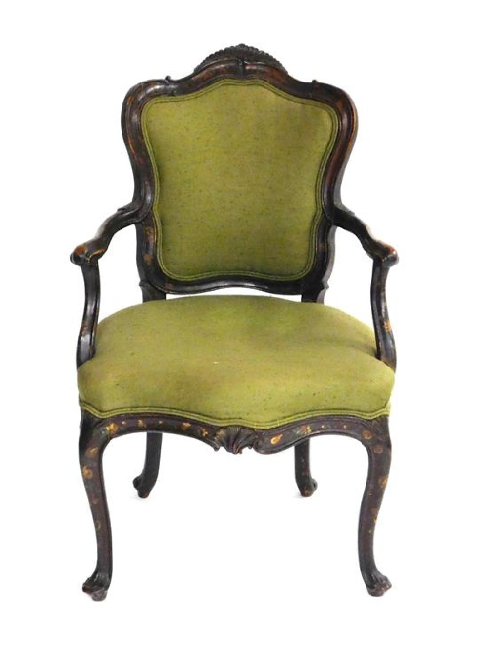 EARLY CONTINENTAL OPEN ARMCHAIR,