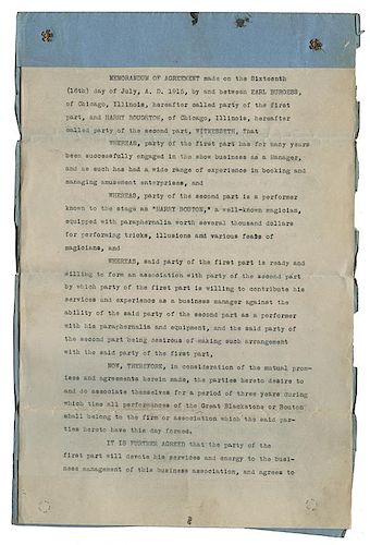 EARLY CONTRACT AGREEMENT BETWEEN