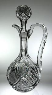 EARLY CUT GLASS HANDLED DECANT