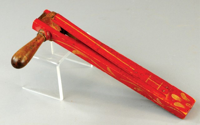 EARLY DECORATED NOISEMAKER Wooden