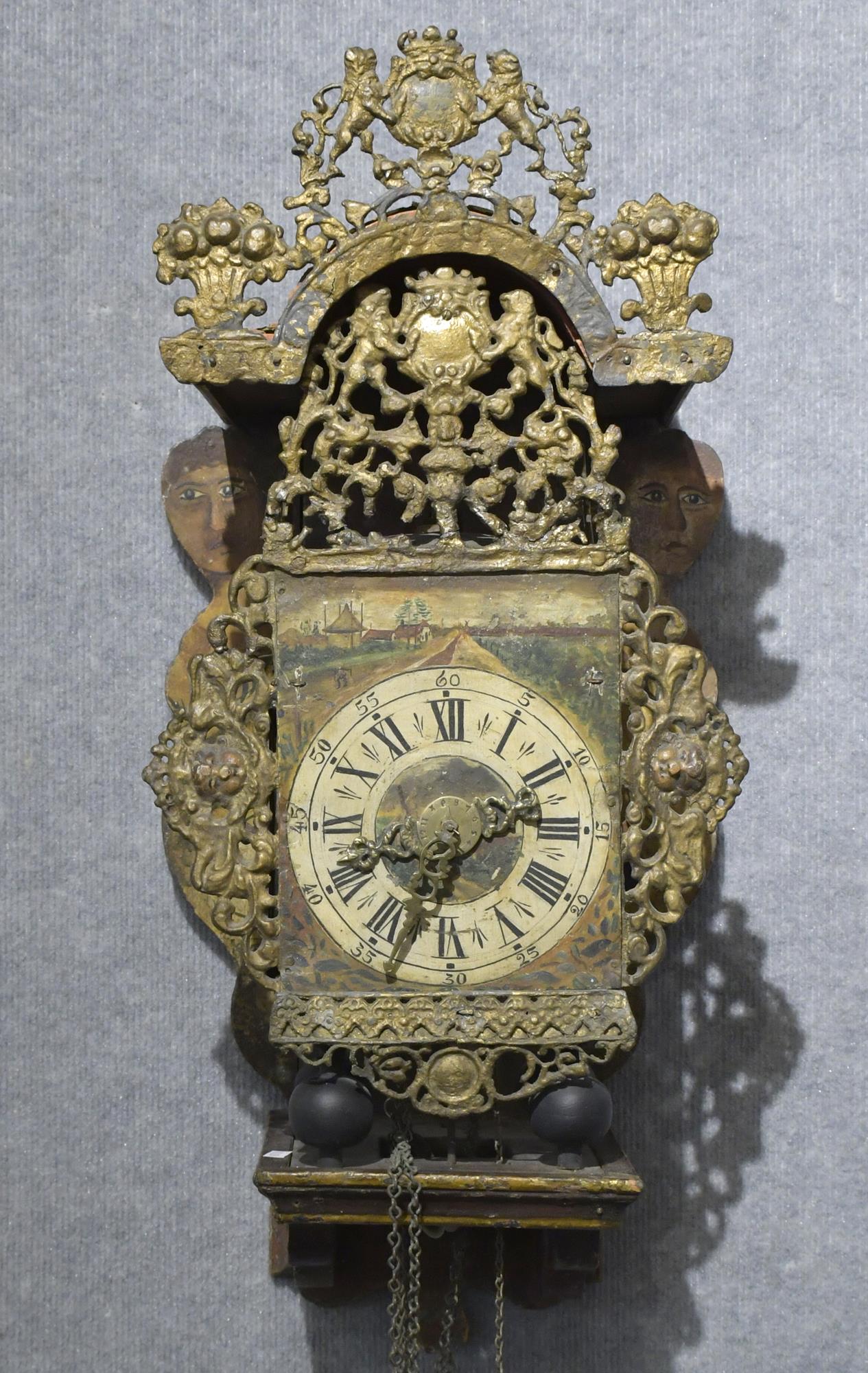 EARLY DUTCH WALL CLOCK. With a