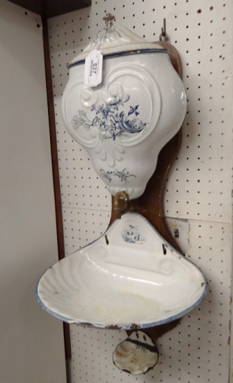 Early enamel decorated lavabo. 33''