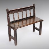 EARLY ENGLISH CARVED OAK BENCH